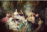 Franz Xavier Winterhalter Canvas Paintings - The Empress Eugenie Surrounded by her Ladies in Waiting